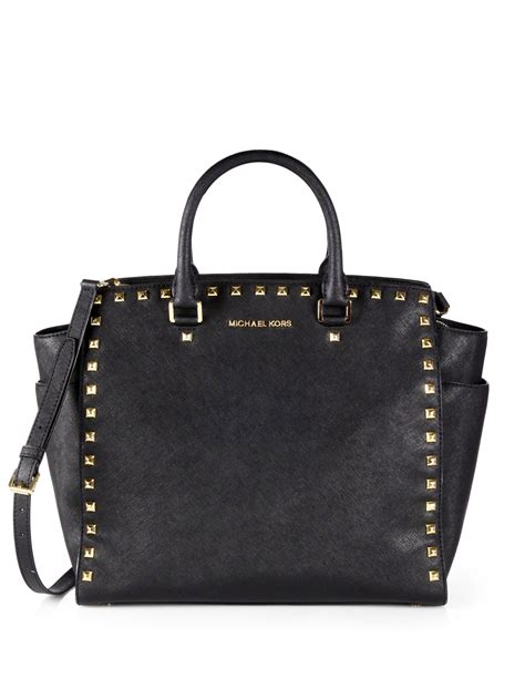 michael kors colorblocked tote|michael kors black studded handbag.